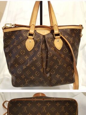 Louis Vuitton Monogram Canvas Tote in Brown with Tan Trim